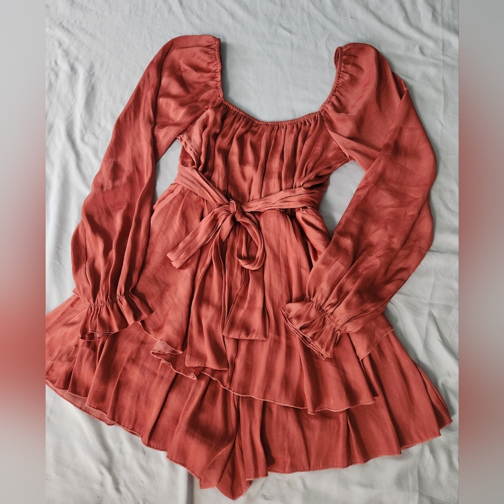 Salmon Ruffled Romper - Picture 4 of 5